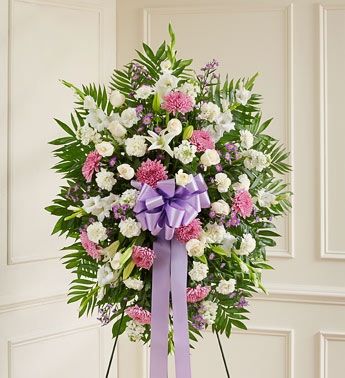 Lavender and White Standing Spray Funeral Flowers