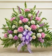 Lavender and White Sympathy Floor basket Sympathy