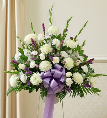 Lavender and White Sympathy Standing Basket Sympathy