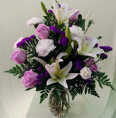 Lavender and White Wishes FHF-ED567 Fresh Flower Vase Arrangement Local delivery only