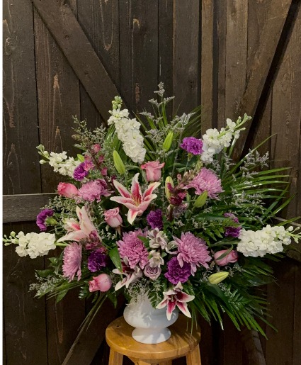 Lavender Dream Funeral Urn Arrangement
