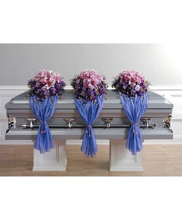 Lavender Grace Family Tribute Casket Spray in Summerville, GA | Chattooga Florist