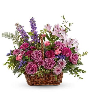 Lavender Meadow Basket Bouquet Flower Arrangement