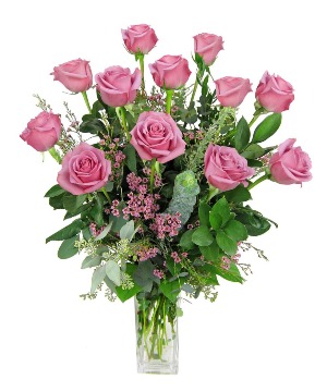 A Dozen Lavender Roses 