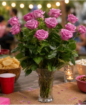 12 Lavender Roses Vase of Roses