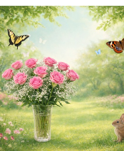 12 Lavender Roses Vase of Roses