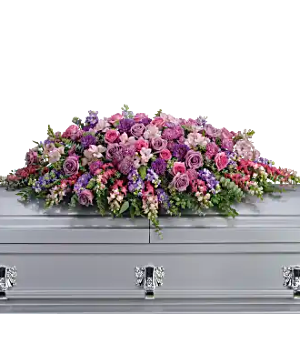 lavender tribute casket spray casket  flowers