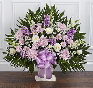 Lavender & White  Basket Arrangement 