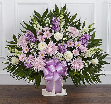Lavender & White  Basket Arrangement 