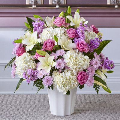 Lavender & White Sympathy Floor Basket  