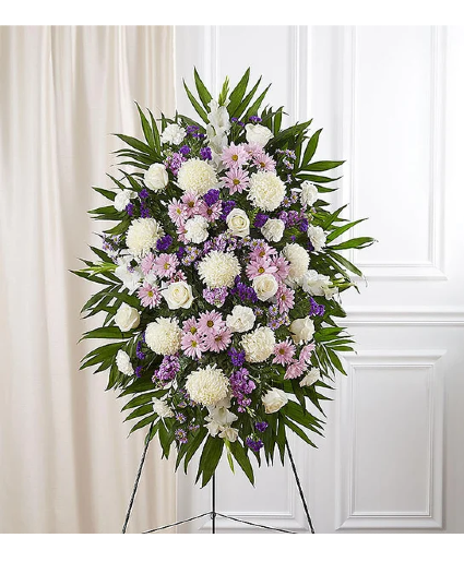 Small Lavender & White Sympathy  Standing Spray