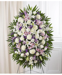 Medium Lavender & White Sympathy  Standing Spray