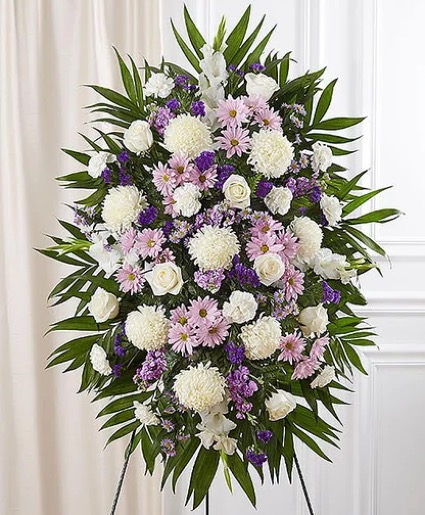 Lavender & White Sympathy Standing Spray Standing Sprays & Wreaths