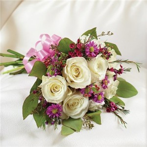 Lavender & White Tied Nosegay 