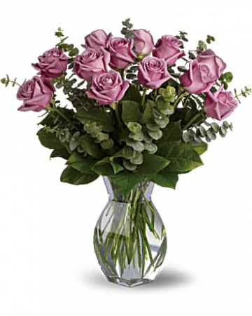 Lavender Wishes-Dozen Lavender Roses Bouquet