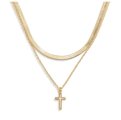 Layered Cross Gold Necklace  