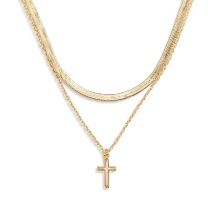 Layered Cross Gold Necklace  