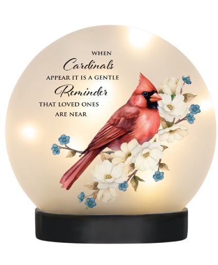 LED Cardinal Table Decor  Sympathy Lantern