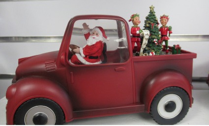 LED Santa in Truck with Tree 