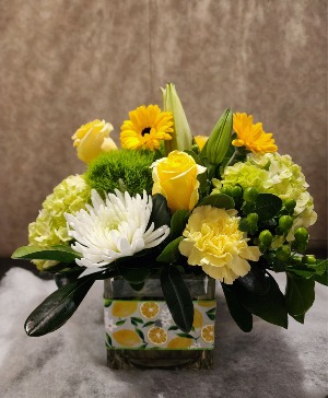Lemon and Lime Vase Arrangement