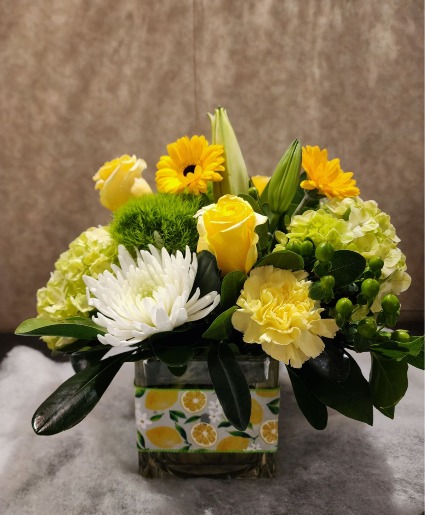 Lemon and Lime Vase Arrangement