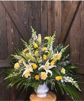 Lemon Delight Funeral Urn Arrangement