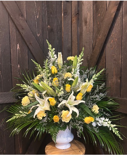 Lemon Delight Funeral Urn Arrangement