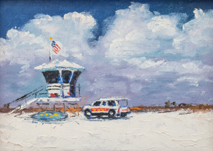 Life Guard Station ORIGINAL OIL BY NINA FRITZ