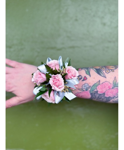 Light Pink Spray Rose Corsage with Ribbon 