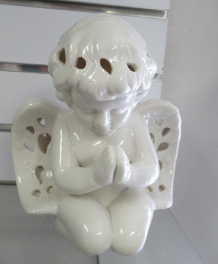 Light Up Praying Cherub Ceramic 