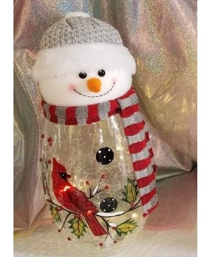 Lighted Cardinal Snowman 