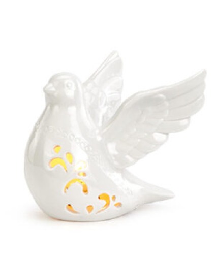 Lighted Ceramic Dove Arrangement