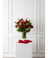 Lilies, and roses arrangement 