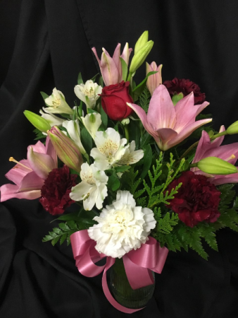 Lilies and Roses Vase Arrangement