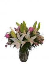 LILY AND ROSE BOUQUET VASE ARRANGEMENT
