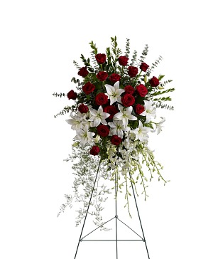 Lily and Rose Tribute Spray sympathy arrangements