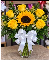 Little Ray of Sunshine Roses and Sunflowers 