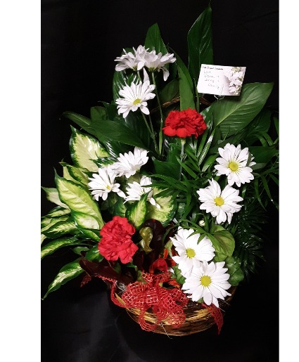 Living Tribute Planter with fresh cuts added