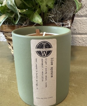 Locally made Thicc Wicc Blue Spruce Candle 