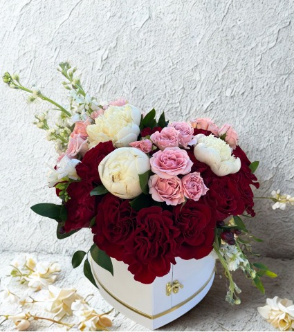 Locked in Love - Limited Availability Valentine's Day Luxury Hat Box Arrangement with Chocolates