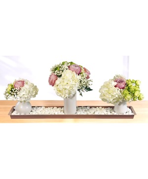 Pistachio Parfait Table Topper Ceramic Vases & Long Tray