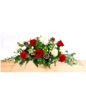 Holly Jolly Table Centerpiece Low and Long Dish Arrangement