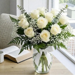 White Roses Bouquet Premium Long Stem Roses