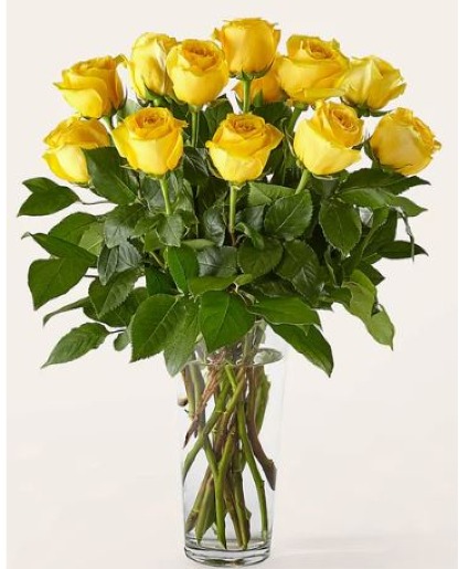 Long Stem Yellow Rose Arrangement 