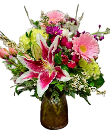 Lots of Love   mix of florals, including gerbera daisys,stargazer lilies mix in Detroit Lakes, MN | Central Floral and Gifts