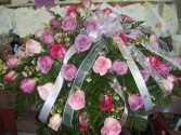 Love Blooms in Pink & Lavendar Casket Spray