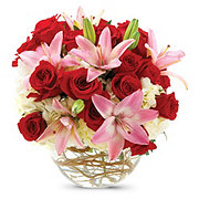 With All My Heart Red Roses & Pink Lilys 