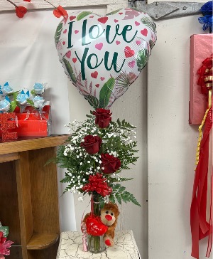 Love bud vase with love mini monkey and balloon 