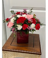 Love Cubed Cube with Fresh Flowers