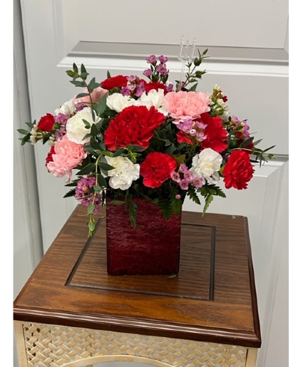 Love Cubed Cube with Fresh Flowers